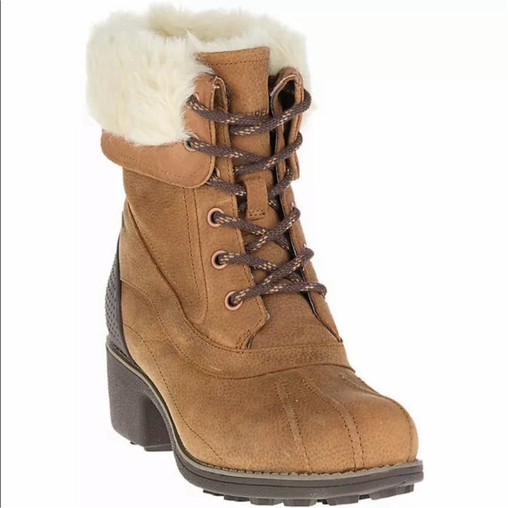 Merrell Women Chateau Mid Lace Polar Waterproof Brown Leather